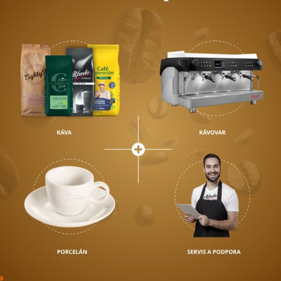 Komplexný kávový servis prispôsobený vašim potrebám, s vysokokvalitnými kávovými zrnami, vybavením a podporou.