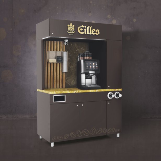 Elegantní kávovar Caffè Koutek od Caffè Eilles, který představuje prvotřídní design a funkčnost pro milovníky kávy.