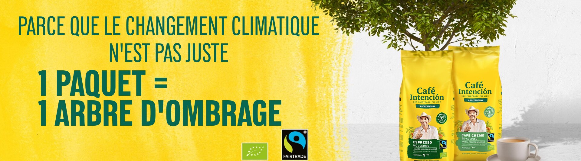 Café Intención promeut le développement durable, chaque paquet contribuant à la plantation d'arbres pour atténuer le changement climatique.