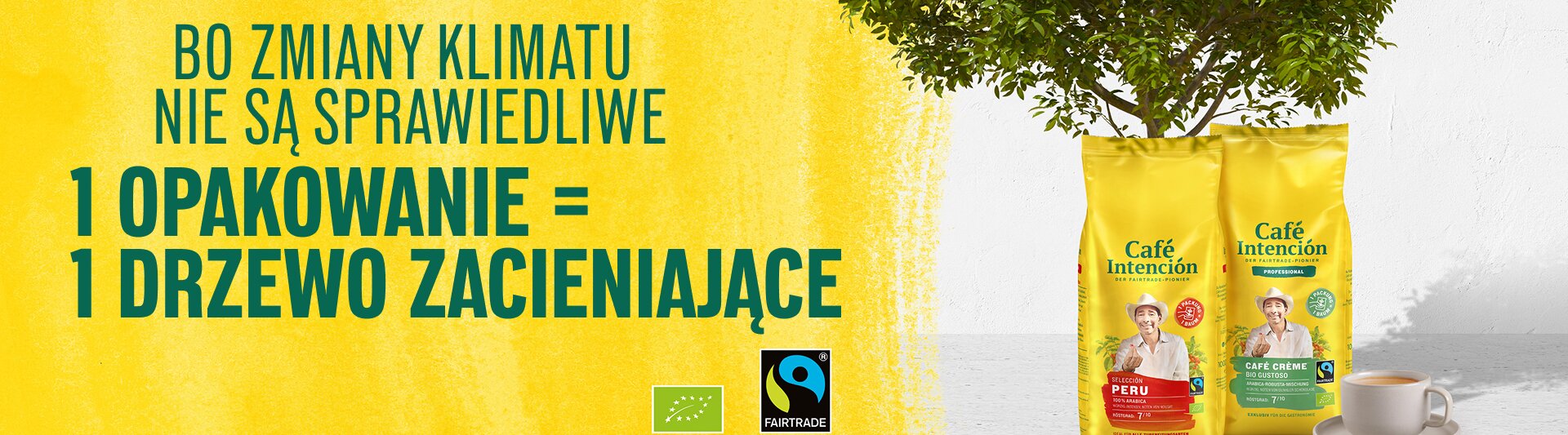 Torebki z kawą Fairtrade promują zrównoważony rozwój środowiska, pokazując zaangażowanie w sadzenie drzew na rzecz sprawiedliwości klimatycznej.