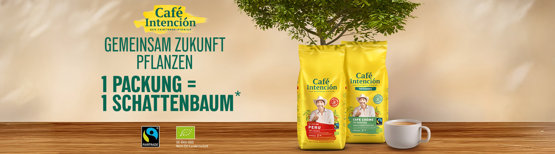 Das Café Intención setzt sich für Nachhaltigkeit ein und bietet Fair-Trade-Kaffeepackungen an, mit deren Erlös Baumpflanzinitiativen unterstützt werden.