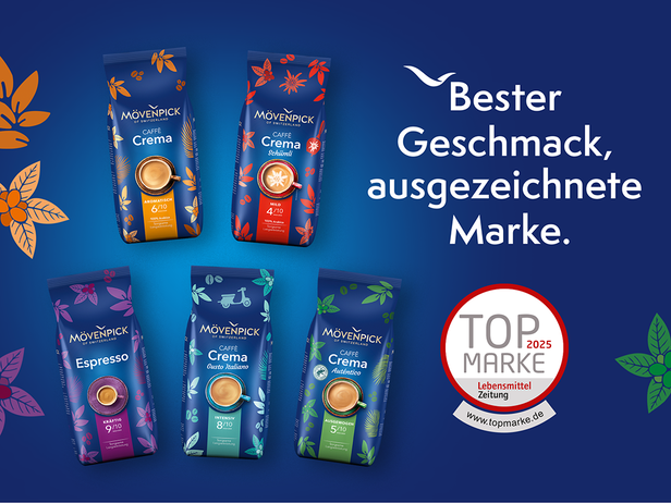 Die Mövenpick-Kaffeebeutel sind mit Auszeichnungen und Aromen versehen und unterstreichen die Spitzenqualität und den besten Geschmack auf dem Kaffeemarkt.
