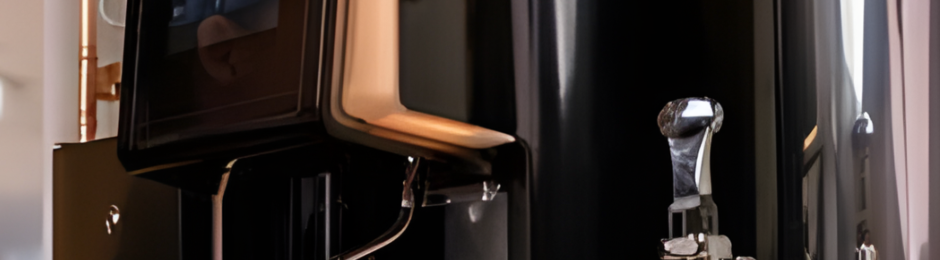 Nowoczesny ekspres do kawy zaparzający filiżankę w stylowej kawiarni, prezentujący elegancki design i zaawansowane technologicznie funkcje.