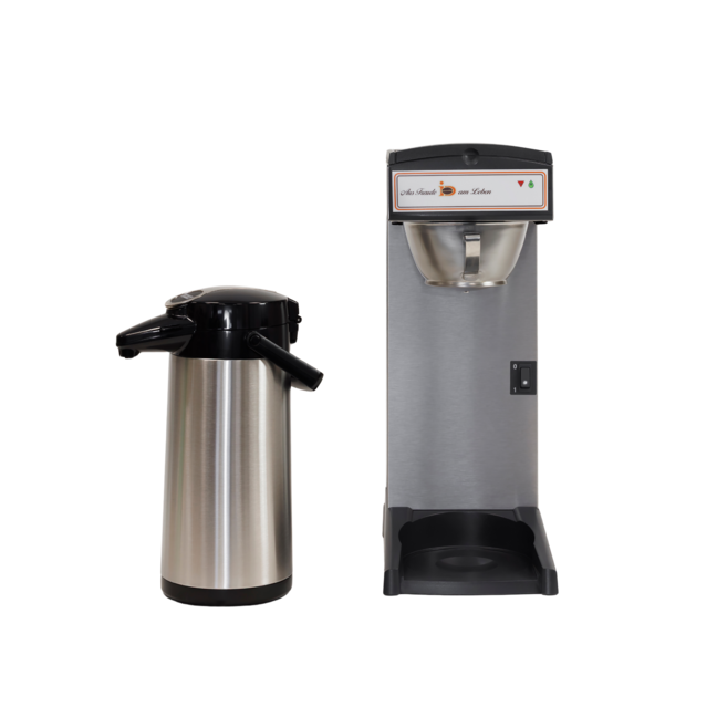 Elegante Kaffeemaschine mit einer Thermokanne aus Edelstahl, perfekt zum Brühen und Servieren von frischem Kaffee.