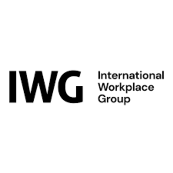 Logo IWG, International Workplace Group, specjalizującej się w elastycznych rozwiązaniach przestrzeni do pracy.