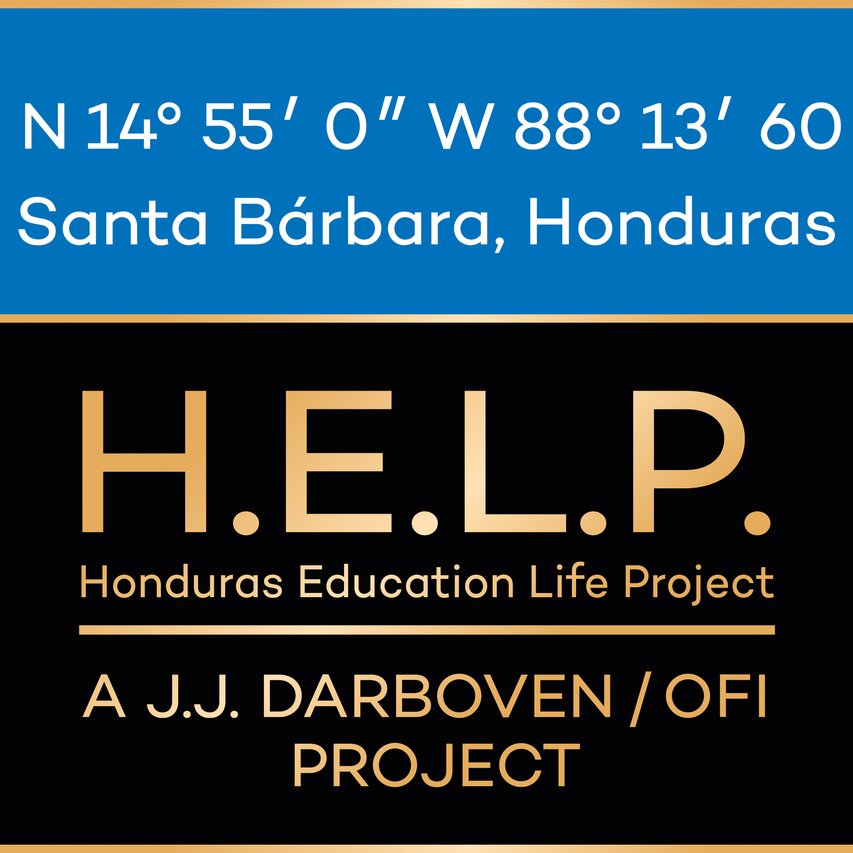 Logo H.E.L.P. pre projekt Honduras Education Life Project, ktorý sa nachádza v Santa Bárbara v Hondurase. Iniciatíva J.J. Darboven/OFI.
