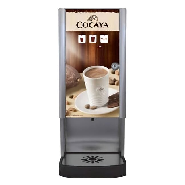 Cocaya Heißgetränkespender mit einer Tasse Kaffee und Schokolade, perfekt für die Erfrischung unterwegs.