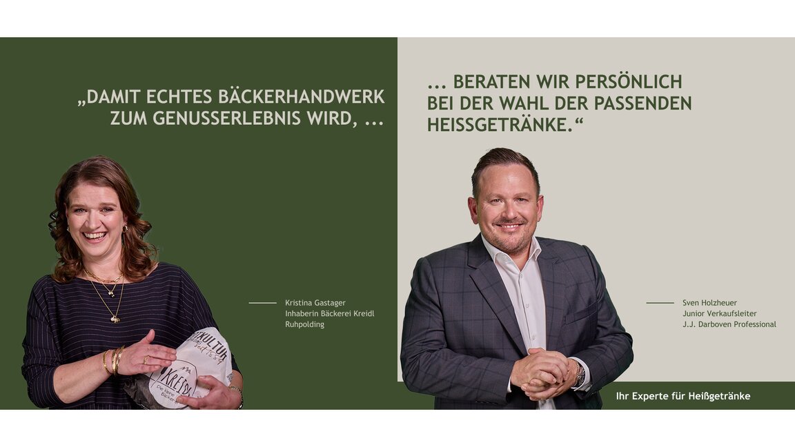 Kristina Gastager und Sven Holzheuer diskutieren über die Kunst des Backens und die Auswahl von Heißgetränken für ein Gourmet-Erlebnis.