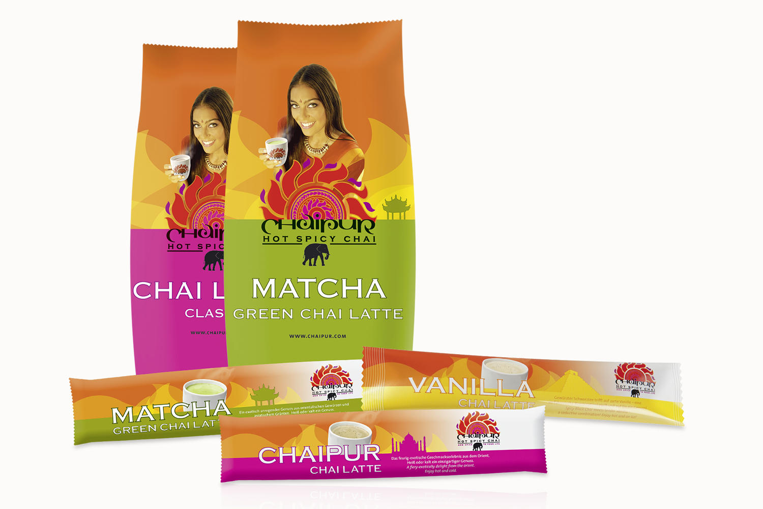 Ch Darboven Chaipur Classic 500g & Matcha Green 500g & Vanilla 500g Instant Tee 